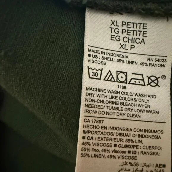 Old Navy Army green linen-type jacket with belt - petite XL - Picture 4 of 4